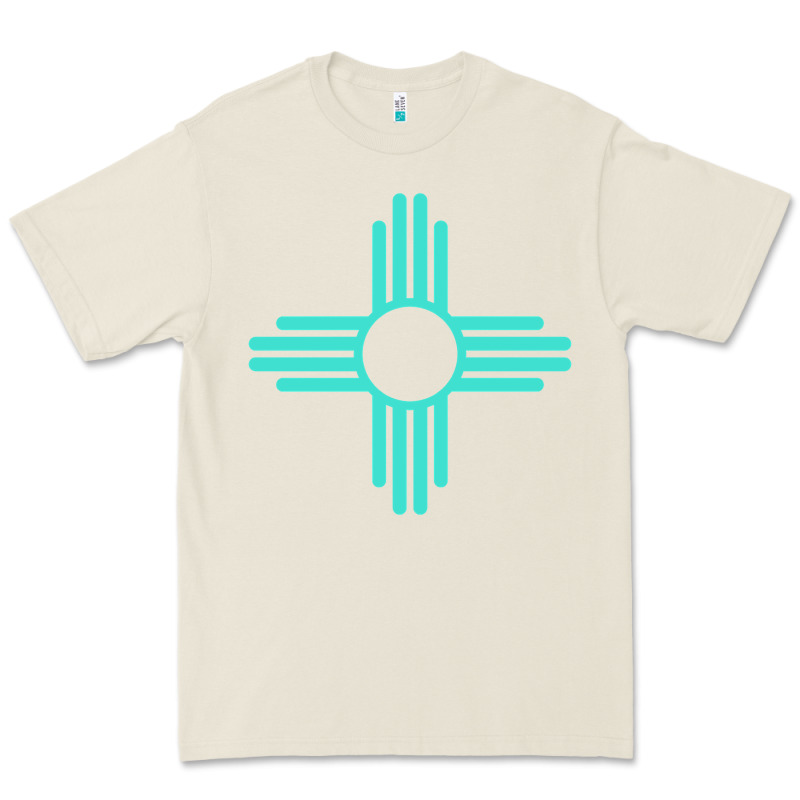 New Mexico Zia Sun In Turquoise Blue Premium Tee by PixelFlow | Teevron
