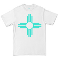 White New Mexico Zia Sun in Turquoise Blue Premium Tee - PixelFlow