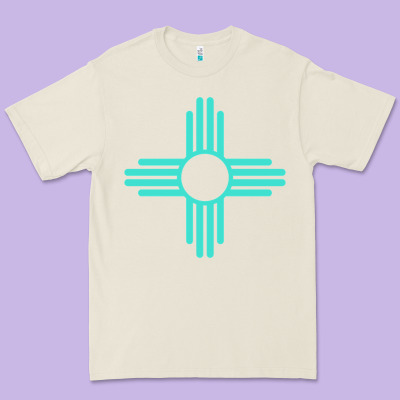 New Mexico Zia Sun In Turquoise Blue Premium Tee Designed By Pixelflow