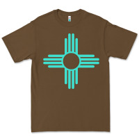 Cacao New Mexico Zia Sun in Turquoise Blue Premium Tee - PixelFlow