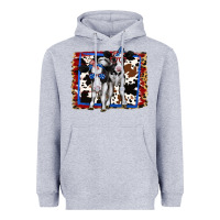 Heather Grey 4th of July Cows Holstein Cows Heavyweight Hoodie - Jasminsmagicworld