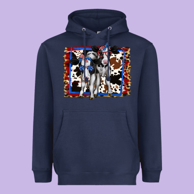 4th Of July Cows Holstein Cows Heavyweight Hoodie Designed By Jasminsmagicworld
