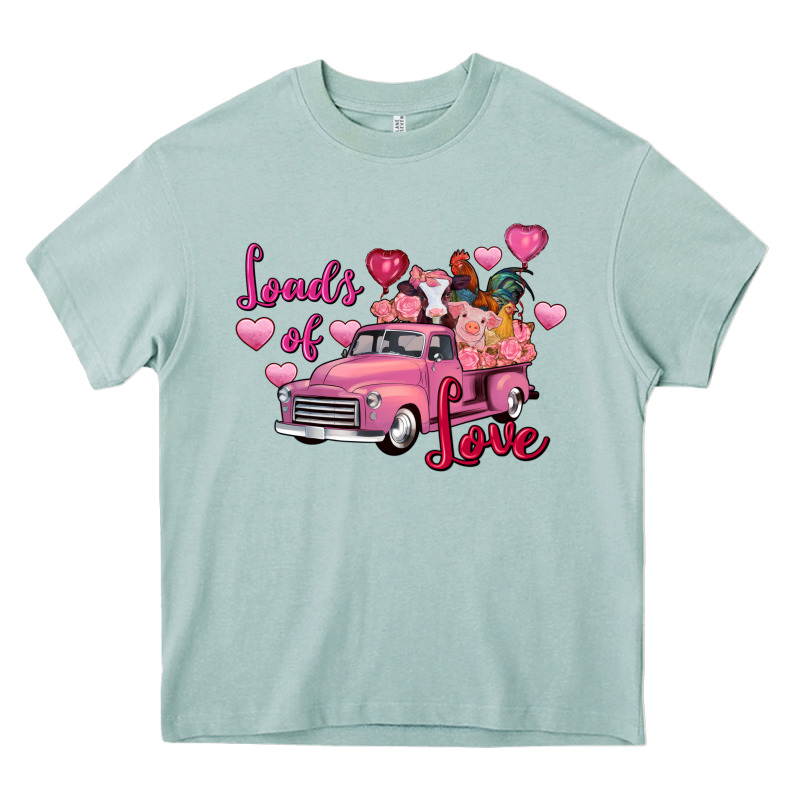 Loads Of Love Valentine's Day Farm Truck Heavy Core Tee by FaDigitalArtStudio | Teevron