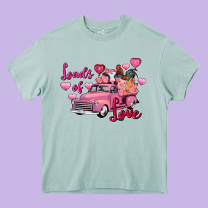 Loads Of Love Valentine's Day Farm Truck Heavy Core Tee Designed By Fadigitalartstudio