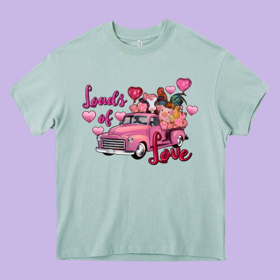 Loads Of Love Valentine's Day Farm Truck Heavy Core Tee Designed By Fadigitalartstudio