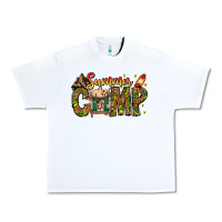 White Summer Camp Urban Heavy Tee - CowhideDigitalArt