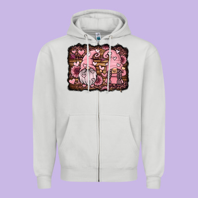 Valentines Day Gnomes Couple Zipper Hoodie Designed By Jasminsmagicworld
