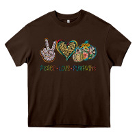 Chocolate Brown Peace Love Pumkins Heavy Core Tee - Jasminsmagicworld