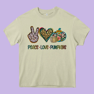 Peace Love Pumkins Heavy Core Tee Designed By Jasminsmagicworld