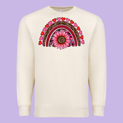 Valentine's Day Sunflower Rainbow Premium Sweatshirt Designed By Ranaportraitstore