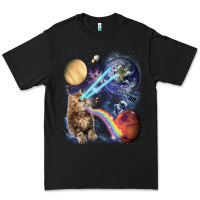 Black Fluffy Kitten Shoot Laser Rainbow Space Galaxy, Cat Gifts Premium Tee - SnappyArt