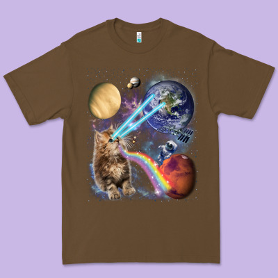 Fluffy Kitten Shoot Laser Rainbow Space Galaxy, Cat Gifts Premium Tee Designed By Snappyart
