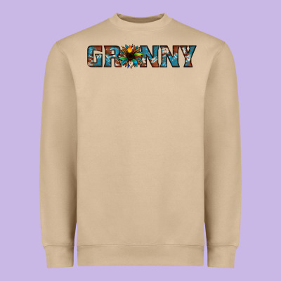 Granny Cowhide Sunflower Heavyweight Sweatshirt Designed By Jasminsmagicworld