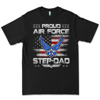 Black proud air force step dad veteran vintage flag veterans day t shirt Premium Tee - FloraArt