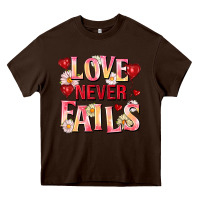 Chocolate Brown Love never fails Heavy Core Tee - FaDigitalArtStudio