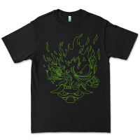 Black Cyberpunk samurai Neon Green Premium Tee - FloraArt