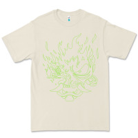 Bone Cyberpunk samurai Neon Green Premium Tee - FloraArt