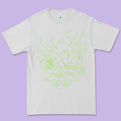Cyberpunk Samurai Neon Green Premium Tee Designed By Floraart