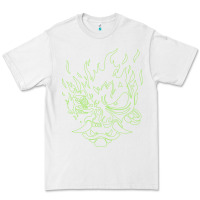 White Cyberpunk samurai Neon Green Premium Tee - FloraArt