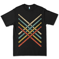 Black retro vintage drummer tshirt 70s 80s distressed drum sticks long sleev Premium Tee - FloraArt