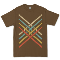 Cacao retro vintage drummer tshirt 70s 80s distressed drum sticks long sleev Premium Tee - FloraArt