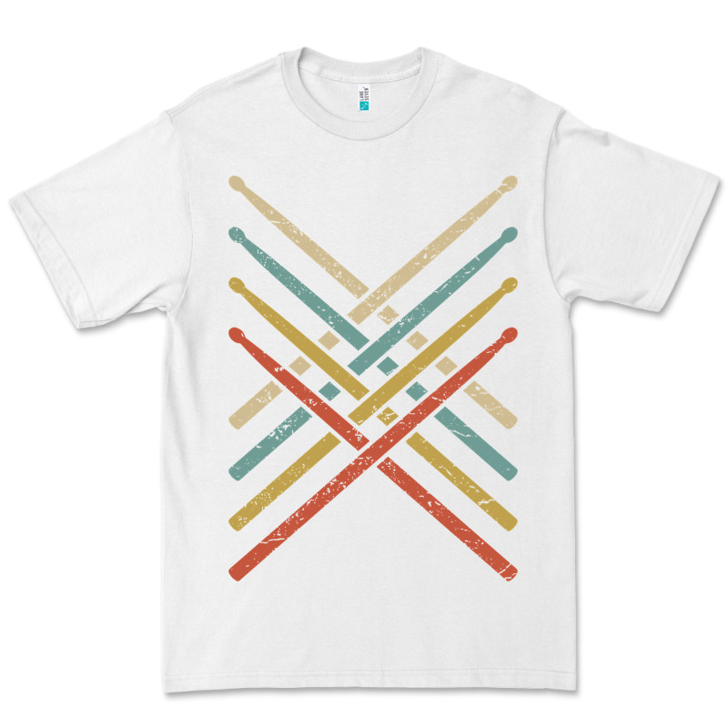 Retro Vintage Drummer Tshirt 70s 80s Distressed Drum Sticks Long Sleev Premium Tee by FloraArt | Teevron