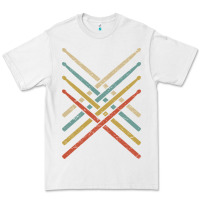 White retro vintage drummer tshirt 70s 80s distressed drum sticks long sleev Premium Tee - FloraArt