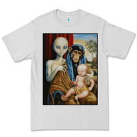Dove Grey alien chimp baby religion conspiracy poster Premium Tee - FloraArt