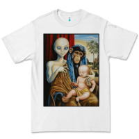 White alien chimp baby religion conspiracy poster Premium Tee - FloraArt