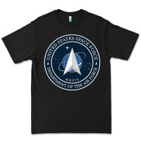 Black Official United States Space Force USSF Military Patch Premium Tee - FloraArt