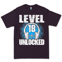 Plum Level 18 Unlocked Birthday 18 Years Gamer Premium T Shirt Premium Tee - FloraArt