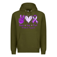 Army Green Peace Love Cure Odgkins Lympoma Premium Hoodie - Jasminsmagicworld