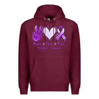 Burgundy Peace Love Cure Odgkins Lympoma Premium Hoodie - Jasminsmagicworld