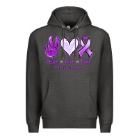 Charcoal Heather Peace Love Cure Odgkins Lympoma Premium Hoodie - Jasminsmagicworld