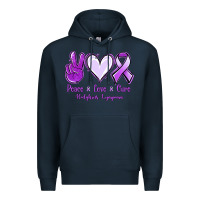 Navy Peace Love Cure Odgkins Lympoma Premium Hoodie - Jasminsmagicworld