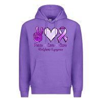 Purple Peace Love Cure Odgkins Lympoma Premium Hoodie - Jasminsmagicworld