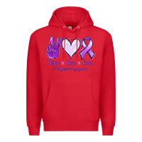 Red Peace Love Cure Odgkins Lympoma Premium Hoodie - Jasminsmagicworld