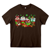 Chocolate Brown christmas santa claus coffee cups Heavy Core Tee - OliviaCreatesArt