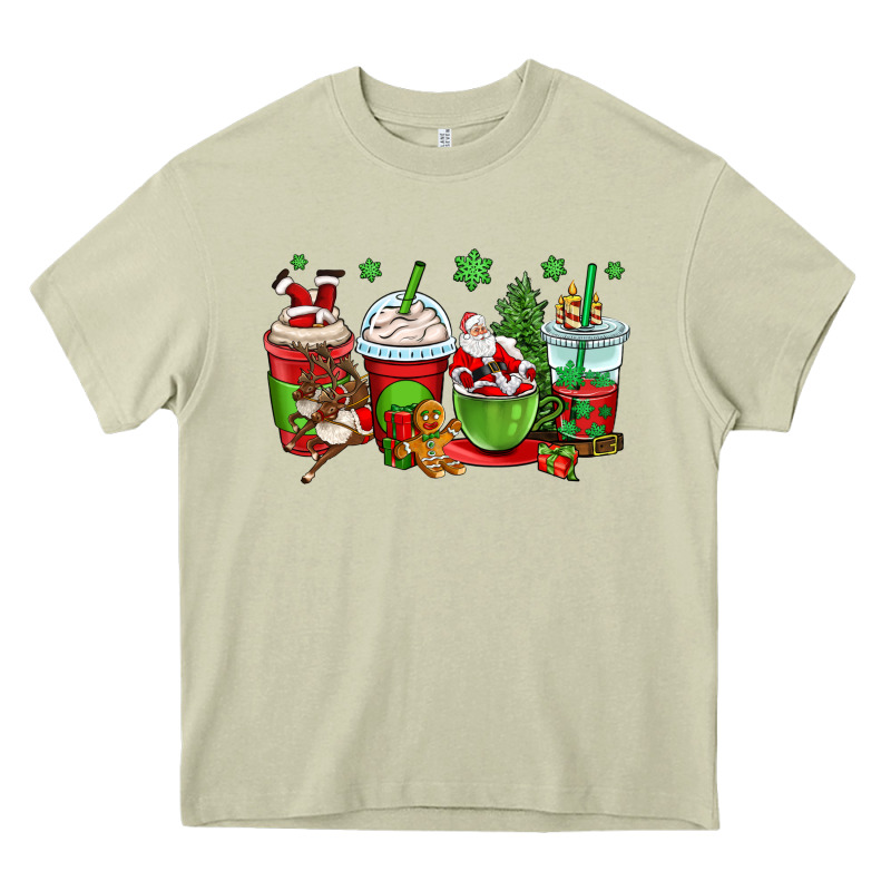 Christmas Santa Claus Coffee Cups Heavy Core Tee by OliviaCreatesArt | Teevron