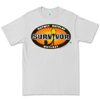 Dove Grey Survivor Outwit, Outplay, Outlast Premium Tee - FloraArt