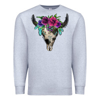 Heather Grey cowhide bull skull Premium Sweatshirt - Jasminsmagicworld