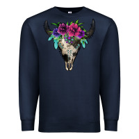 Navy cowhide bull skull Premium Sweatshirt - Jasminsmagicworld