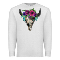 Oatmeal Heather cowhide bull skull Premium Sweatshirt - Jasminsmagicworld