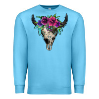 Ocean Blue cowhide bull skull Premium Sweatshirt - Jasminsmagicworld