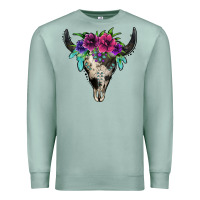 Seafoam cowhide bull skull Premium Sweatshirt - Jasminsmagicworld