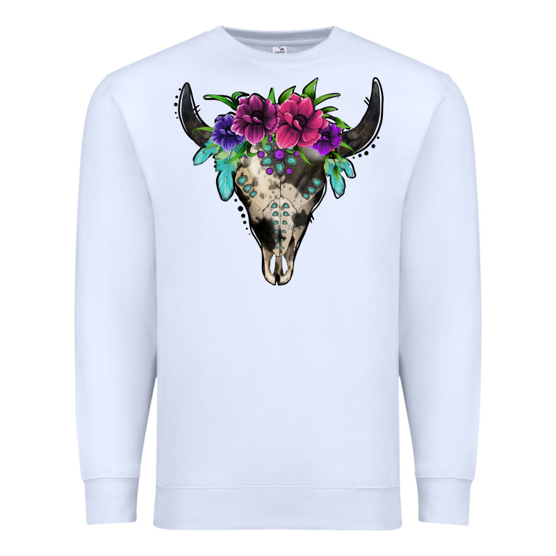 Cowhide Bull Skull Premium Sweatshirt by Jasminsmagicworld | Teevron