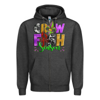 Charcoal Heather crawfish season mardi gras carnival fleur de lis Zipper Hoodie - Jasminsmagicworld