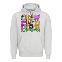 Dove Grey crawfish season mardi gras carnival fleur de lis Zipper Hoodie - Jasminsmagicworld