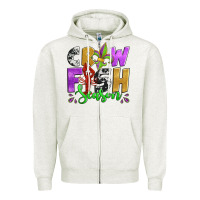 Oatmeal Heather crawfish season mardi gras carnival fleur de lis Zipper Hoodie - Jasminsmagicworld