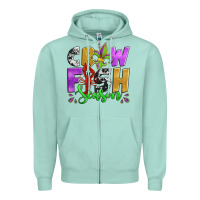 Seafoam crawfish season mardi gras carnival fleur de lis Zipper Hoodie - Jasminsmagicworld